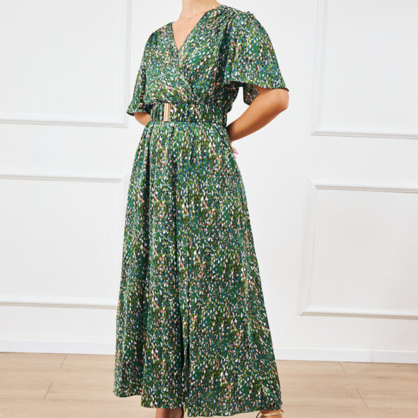 שמלה מקסי הדפס מודרני קטיה | ירוק