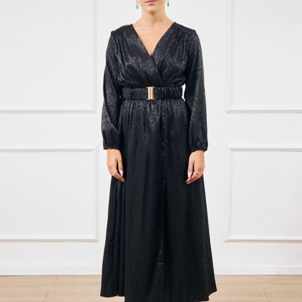 שמלה מקסי הדפס מנומר סיון  | שחור