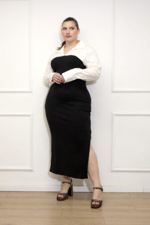 שמלה חולצה מחוברת Maggie | שחור