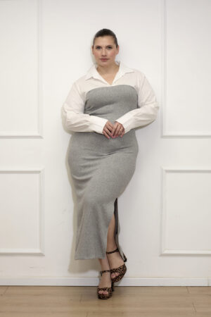 שמלה חולצה מחוברת Maggie | אפור