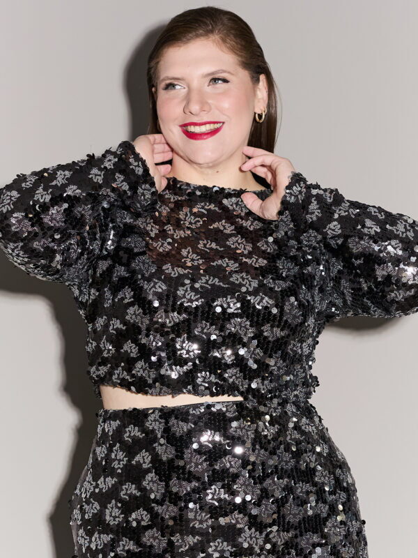 טופ עיטור פייטים Manon | כסף