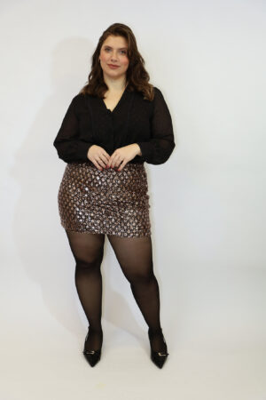 חצאית מיני בעיטור אבני חן מלאכותיות Mila | ברונזה – ML-M300-5-1689-BRONZA