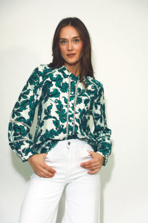 חולצה עם הדפס פרחוני Édith| ירוק