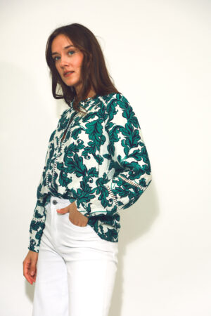 חולצה עם הדפס פרחוני Édith| ירוק