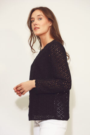 חולצה רקמה Louise | שחור