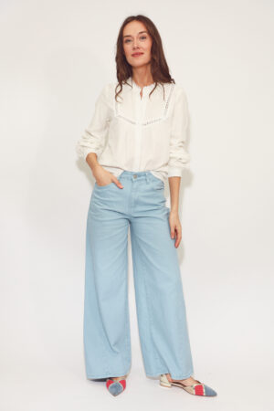 חולצה רקמה Lisa | לבן