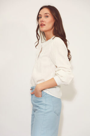 חולצה רקמה Lisa | לבן