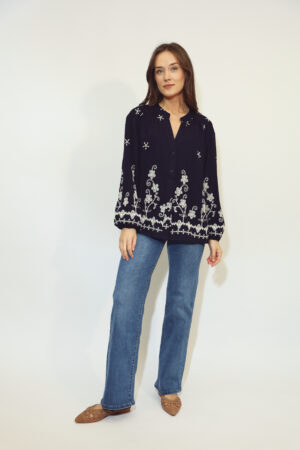 חולצה רקמה Emma | כחול