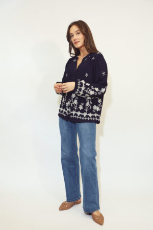 חולצה רקמה Emma | כחול