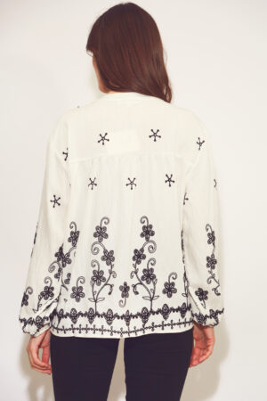 חולצה רקמה Emma | לבן