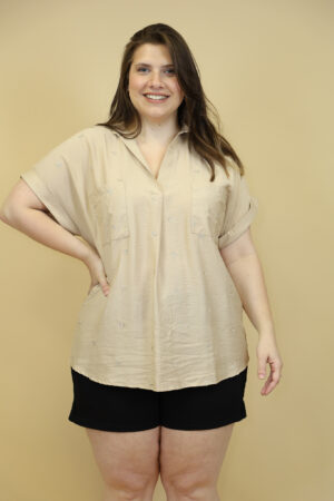 חולצה הדפס לבבות Laëtitia | בז