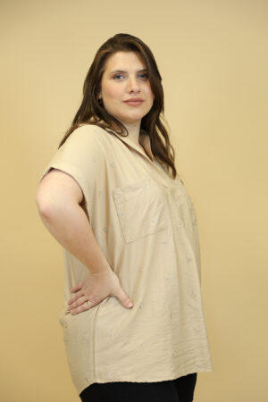 חולצה הדפס לבבות Laëtitia | בז