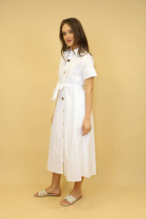 שמלה מקסי עם כפתורים Élise | לבן