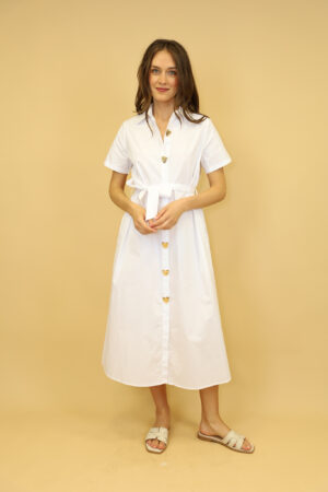 שמלה מקסי עם כפתורים Élise | לבן