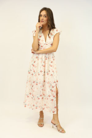 שמלה הדפס פרחוני Johanna | קרם