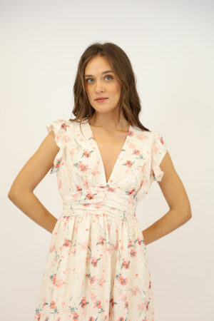 שמלה הדפס פרחוני Johanna | קרם