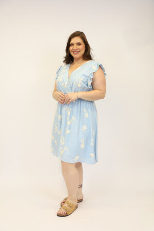 שמלה עם רקמה Édith | כחול