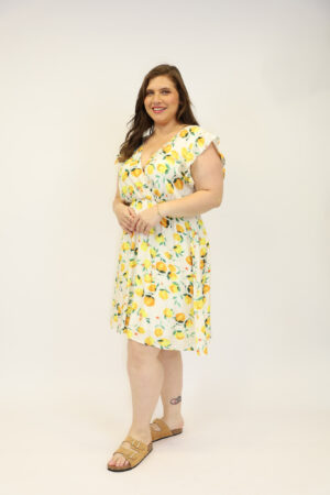 שמלה הדפס לימונים Corinne | צהוב