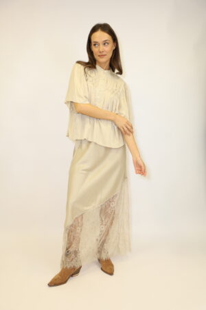 חצאית סאטן תחרה Lina | בז – IV-PR3278-BEIGE