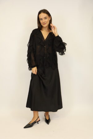 חצאית סאטן Alba | שחור