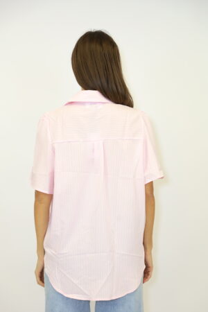 חולצת תחרה פסים Alice | ורוד לבן