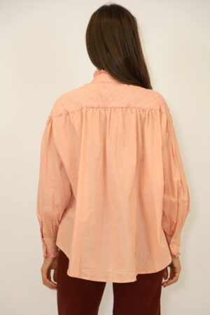 חולצת פסים תחרה Marie | ורוד