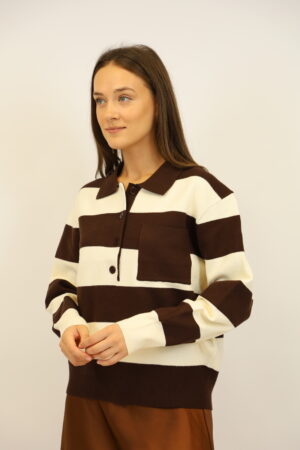 חולצת פולו סרוגה Lucie | קפה