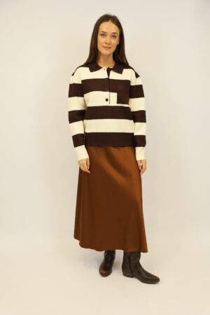 חולצת פולו סרוגה Lucie | קפה