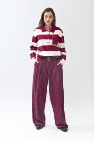 חולצת פולו סרוגה Lucie | יין