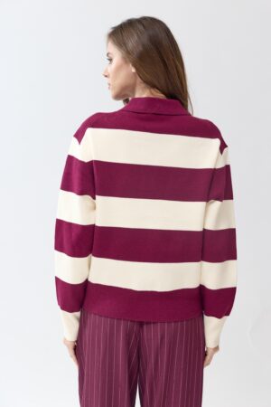 חולצת פולו סרוגה Lucie | יין