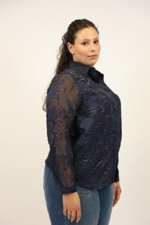 חולצה עם רקמות Ella | כחול