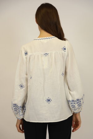חולצה מבד כותנה אוורירי Maya | לבן