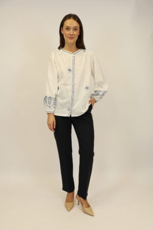 חולצה מבד כותנה אוורירי Maya | לבן