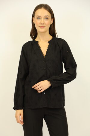 חולצה מבד כותנה Manon | שחור