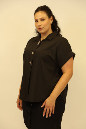 חולצה חלקה Maya | שחור