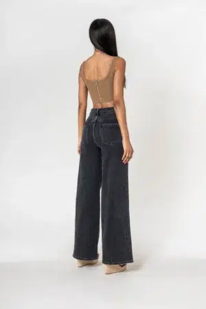 מכנסי גינס Super Wide Ambre | שחור