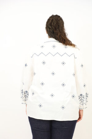 חולצה קרושה עם רקמה Solange | לבן