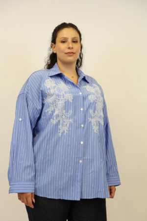חולצה פסים עם רקמה Élisabeth | כחול
