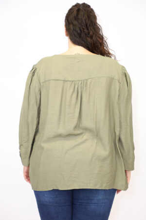 חולצה עם צווארון וי Viki | חאקי