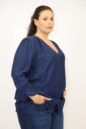 חולצה עם צווארון וי Viki | נייבי