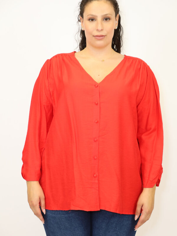 חולצה עם צווארון וי Viki | אדום