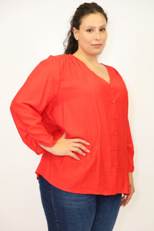 חולצה עם צווארון וי Viki | אדום