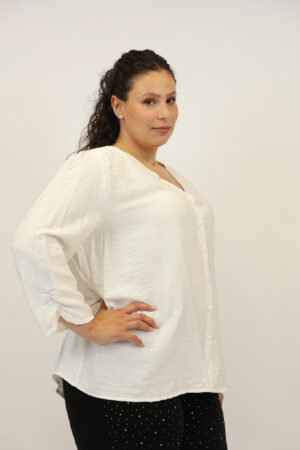 חולצה עם צווארון וי Viki | לבן