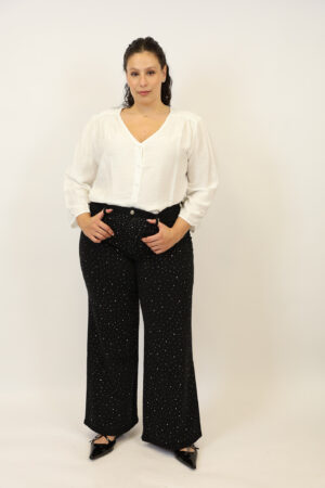 חולצה עם צווארון וי Viki | לבן