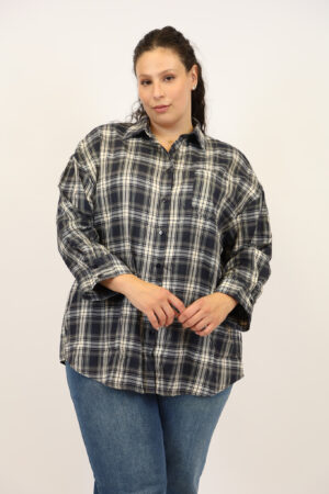 חולצה משובצת Martha | נייבי – CHR-F321-2-NAVY