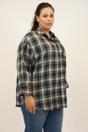 חולצה משובצת Martha | נייבי