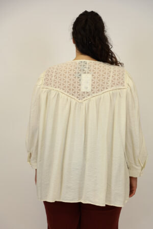 חולצה עם תחרה Donna | קרם