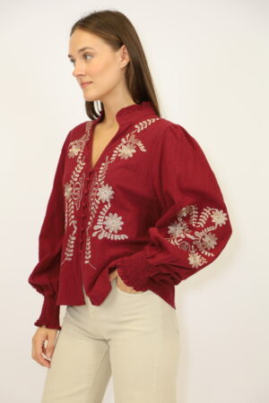 חולצת תחרה Maggie | יין זהב