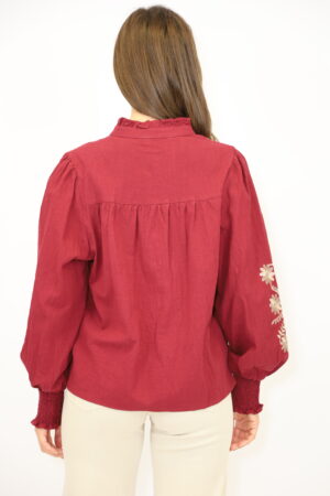 חולצת תחרה Maggie | יין זהב