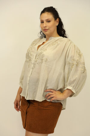 חולצת תחרה Charlotte | בז